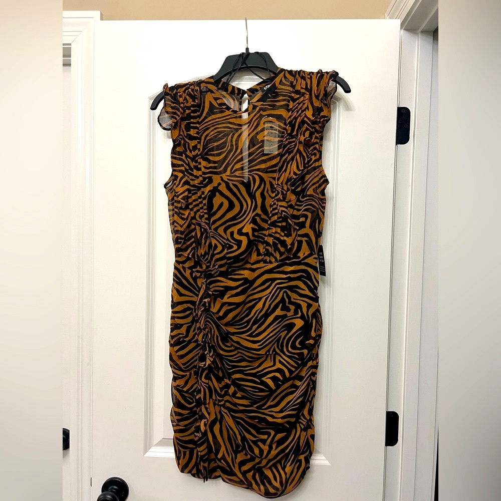 Express Brown and Black Animal Print Mini Dress